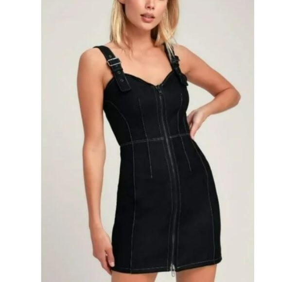 Honey Punch Black Zip-Front Bodycon Dress - Picture 7 of 16